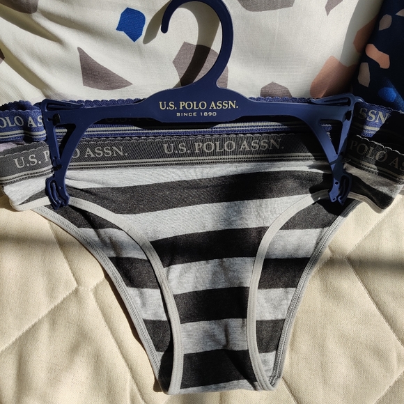 USPA 3pk women's briefs L: blu/whi,Blk/gry,Blu/gry - Picture 3 of 4